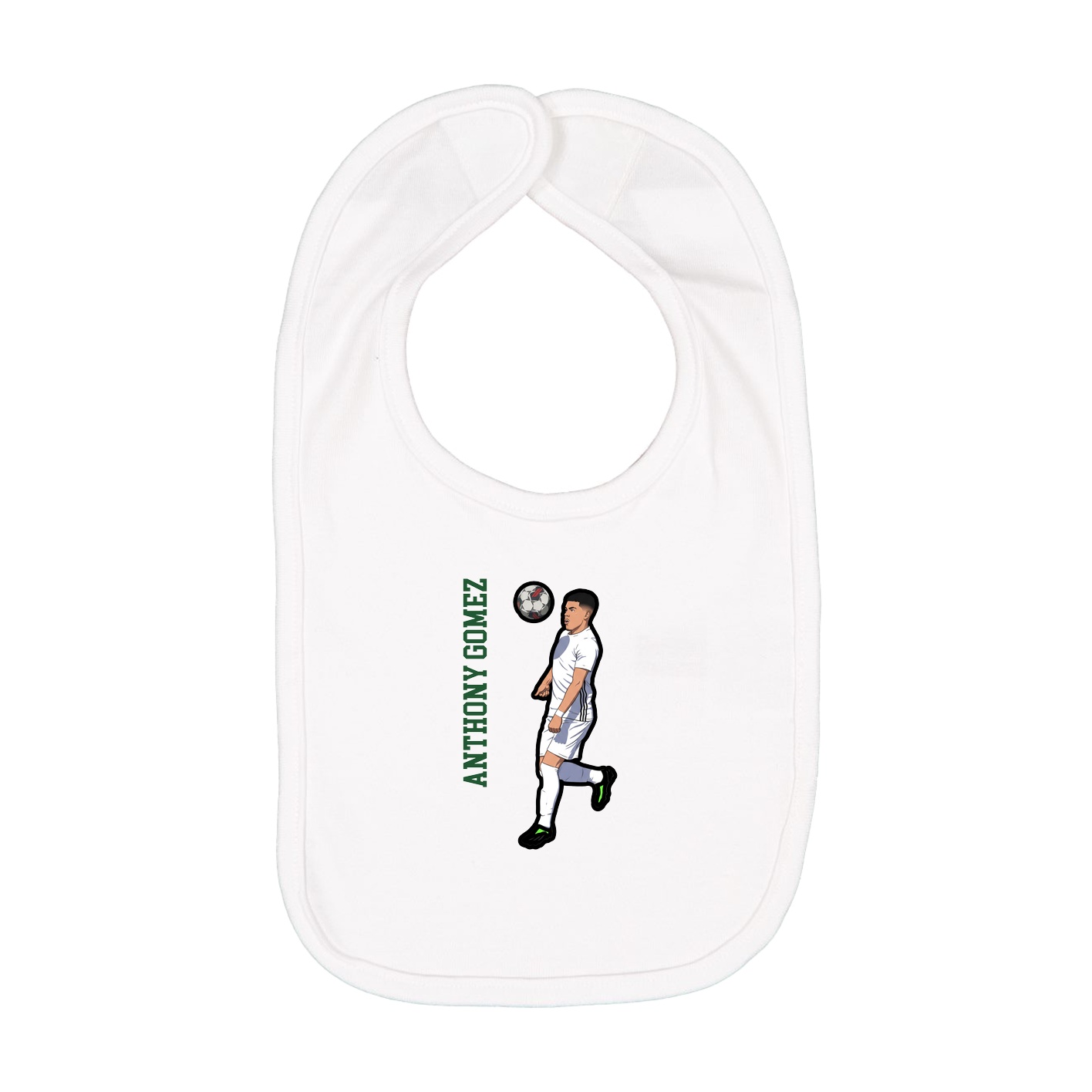 Infant Bib — Name Vertical in White
