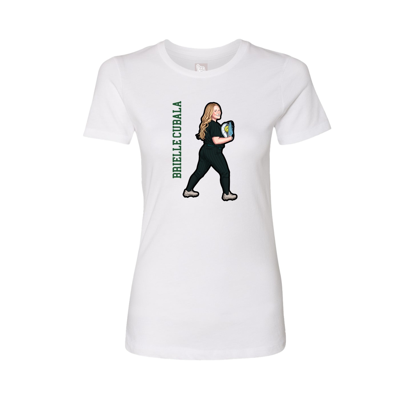 Fitted Women's Tee — Name Vertical in White
