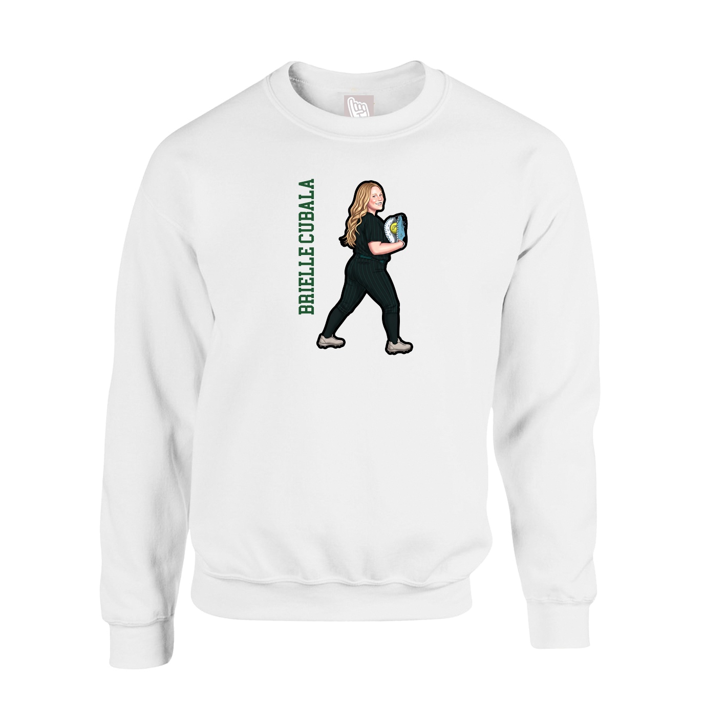 Fleece Crew — Name Vertical in White