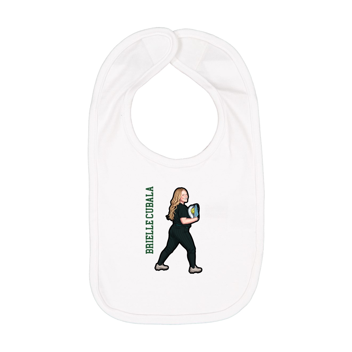 Infant Bib — Name Vertical in White