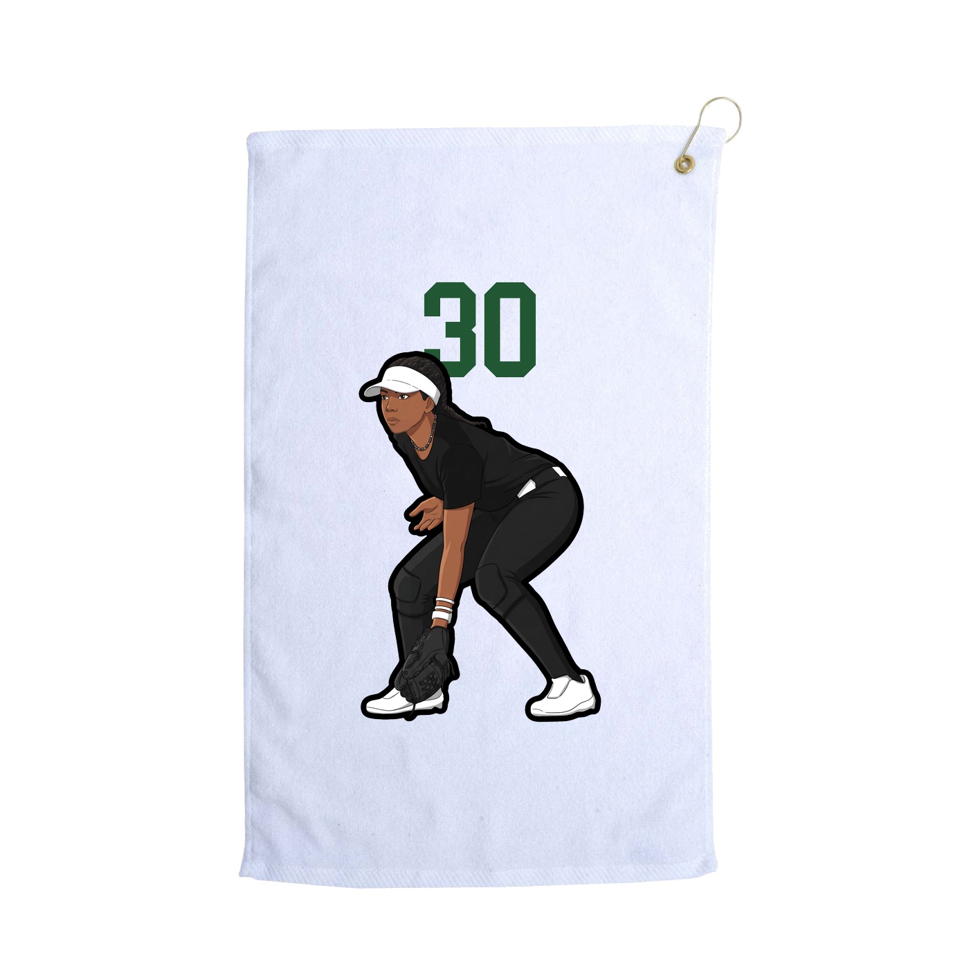 Golf Towel — Number Top in White