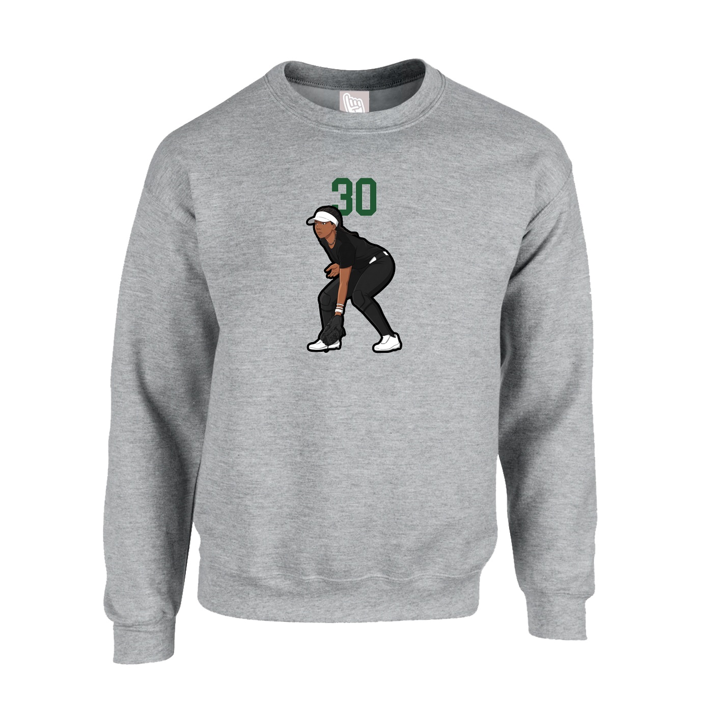 Fleece Crew — Number Top in Grey