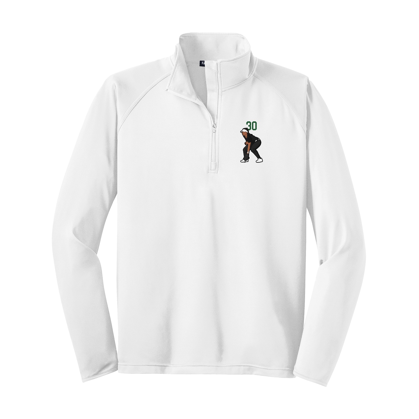 Q-Zip Pullover — Number Top in White