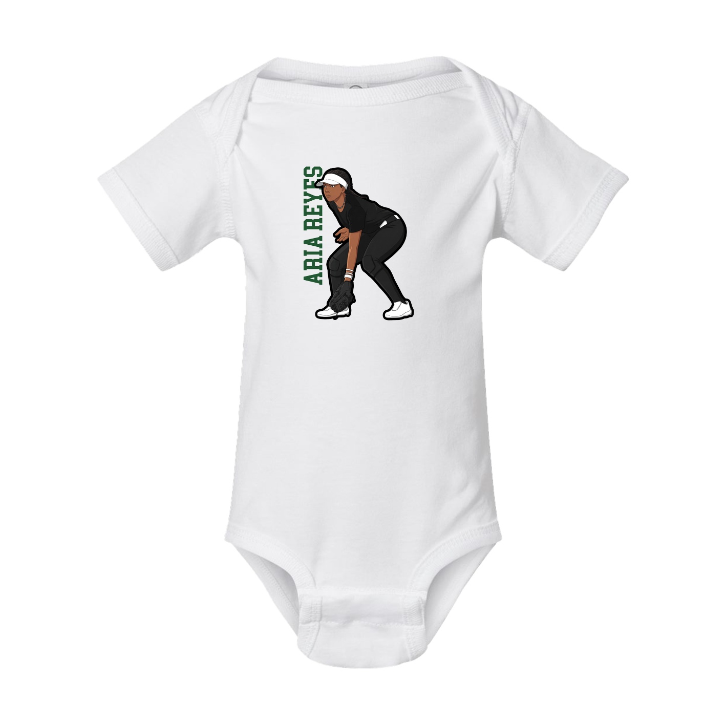 Baby Onesie — Name Vertical in White