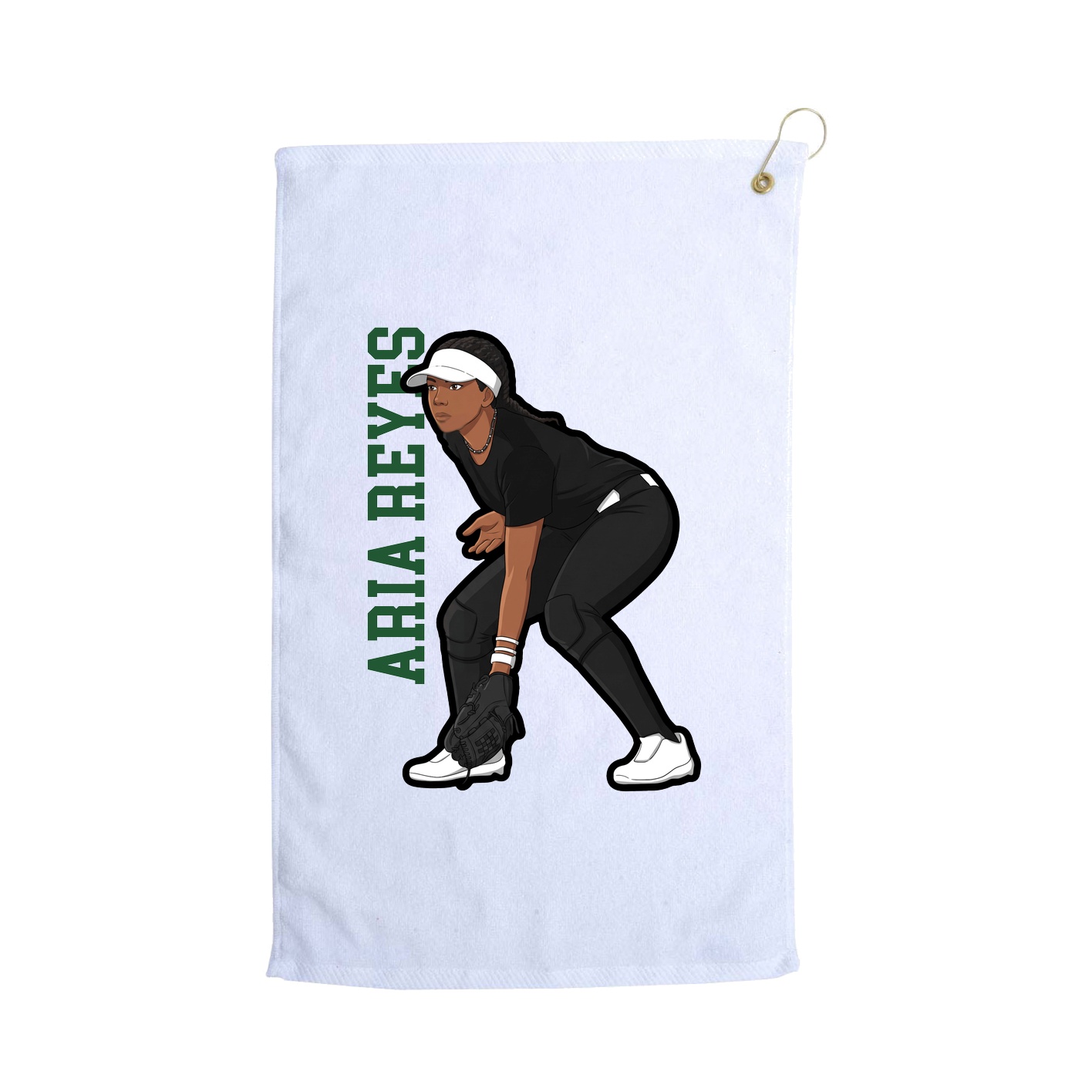 Golf Towel — Name Vertical in White