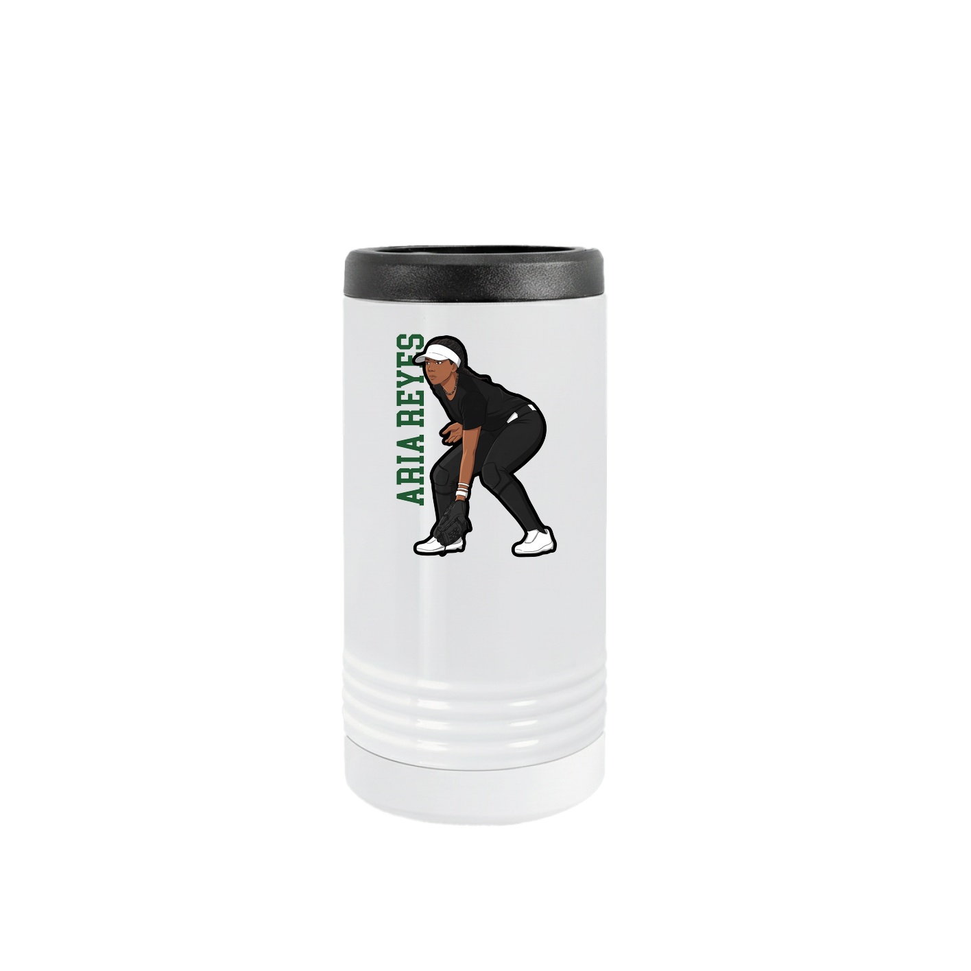 Slim Beverage Holder — Name Vertical in White