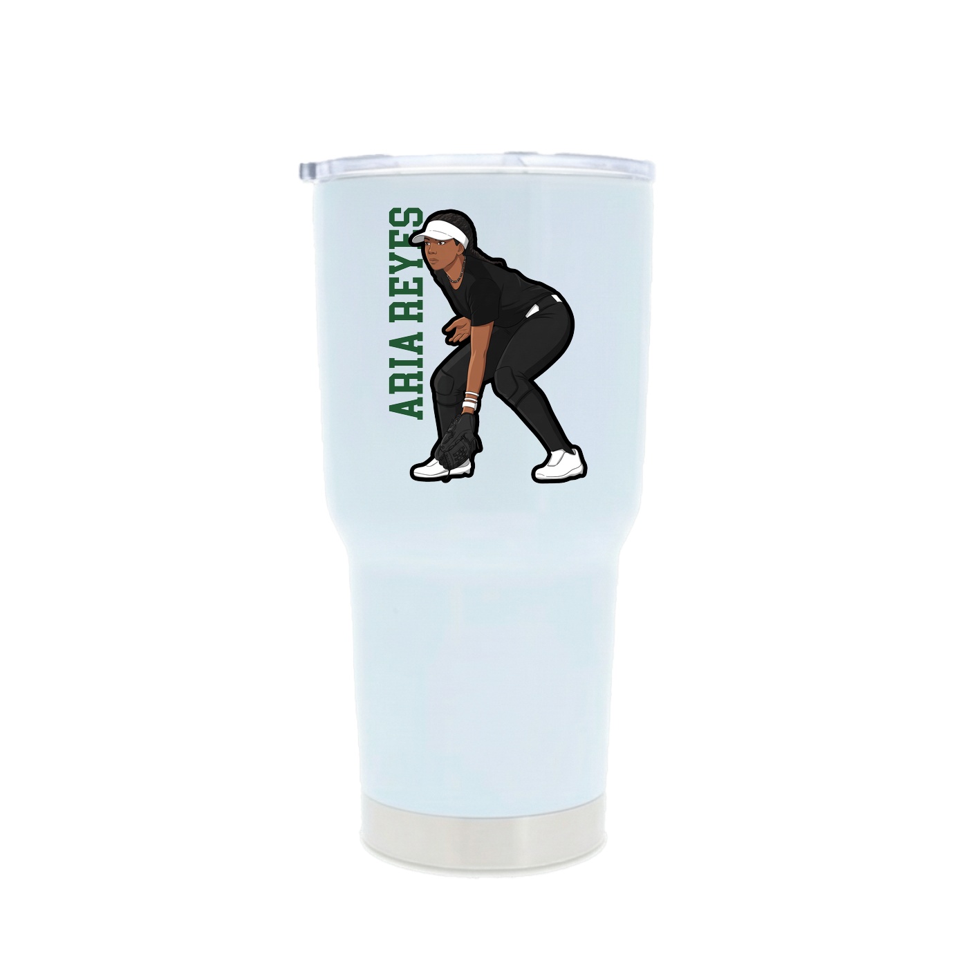 30oz Stainless Steel Tumbler — Name Vertical in White