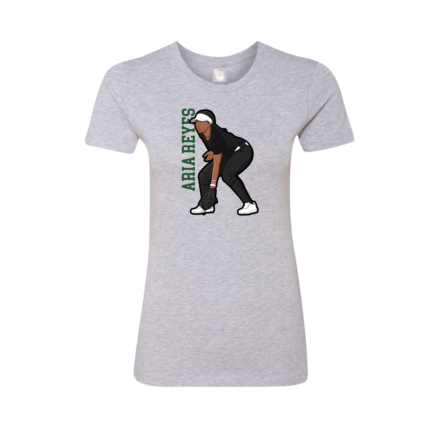 Fitted Women's Tee — Name Vertical in Grey
