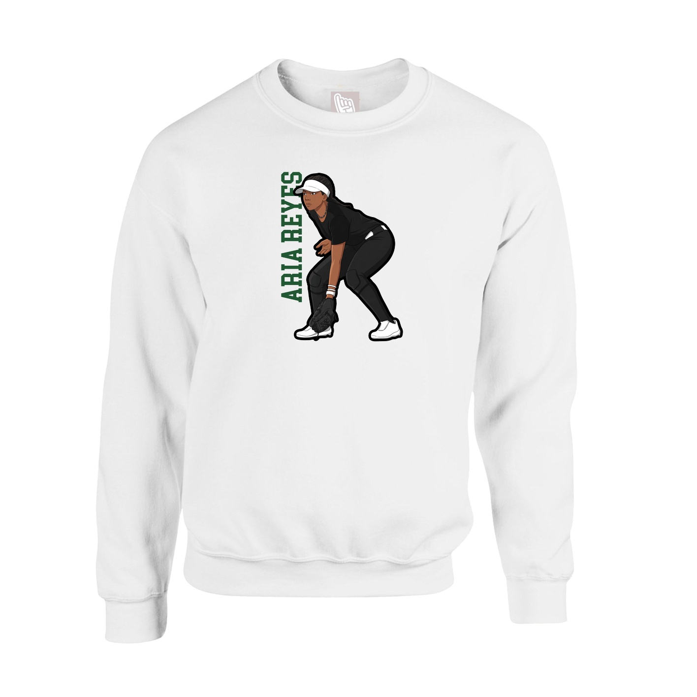 Fleece Crew — Name Vertical in White