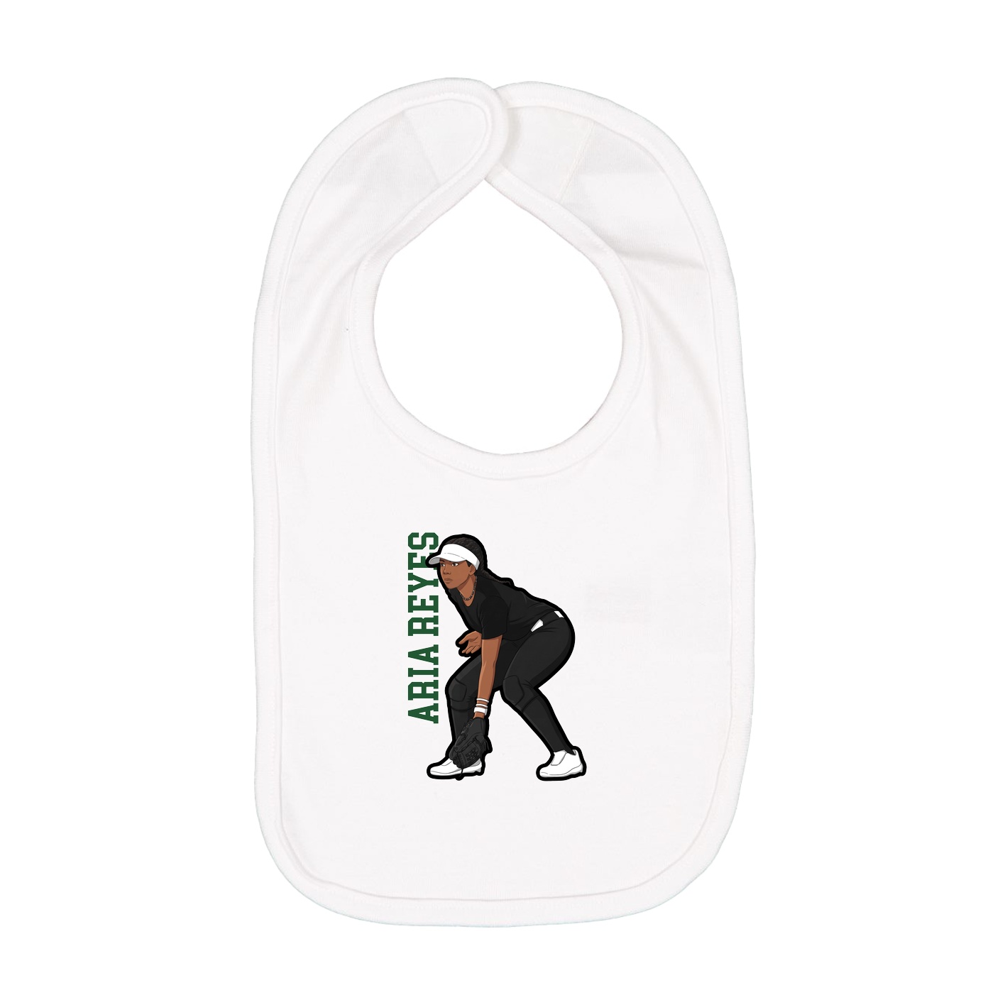 Infant Bib — Name Vertical in White