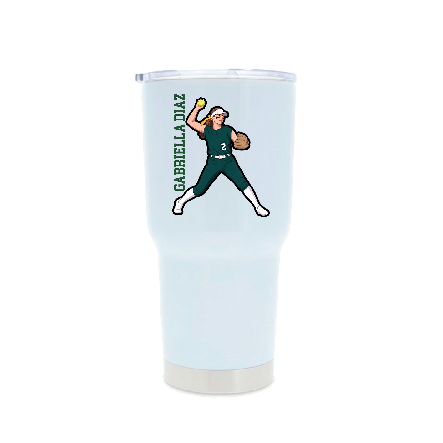 30oz Stainless Steel Tumbler — Name Vertical in White