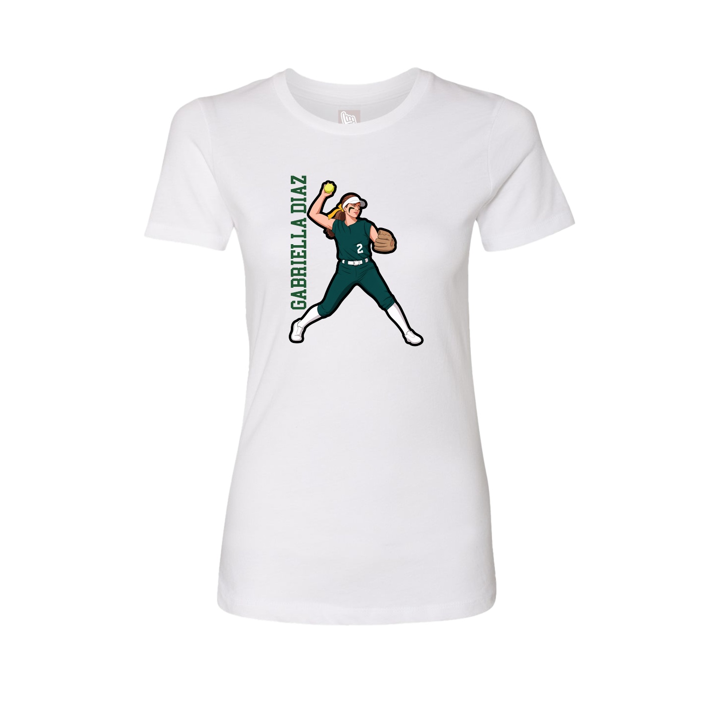 Fitted Women's Tee — Name Vertical in White