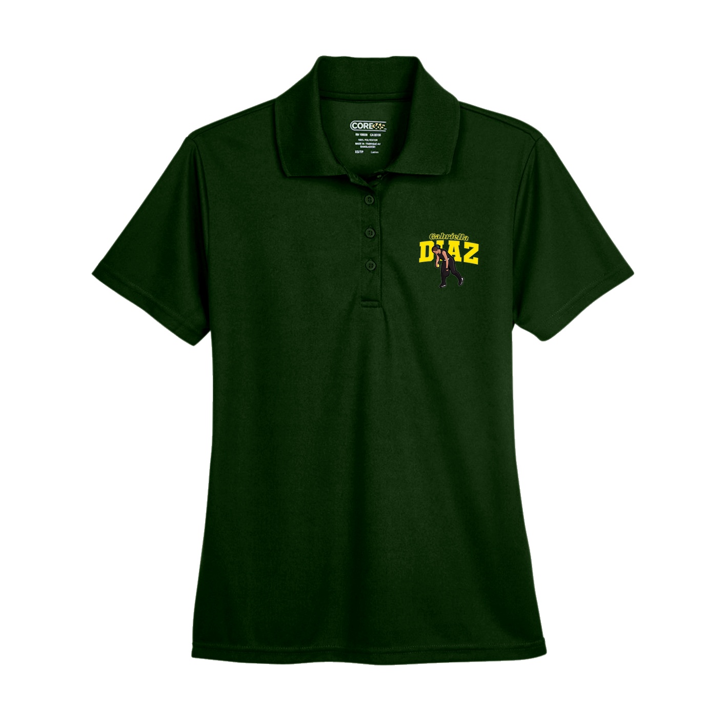 Womens Performance Polo — Name Arch in Green