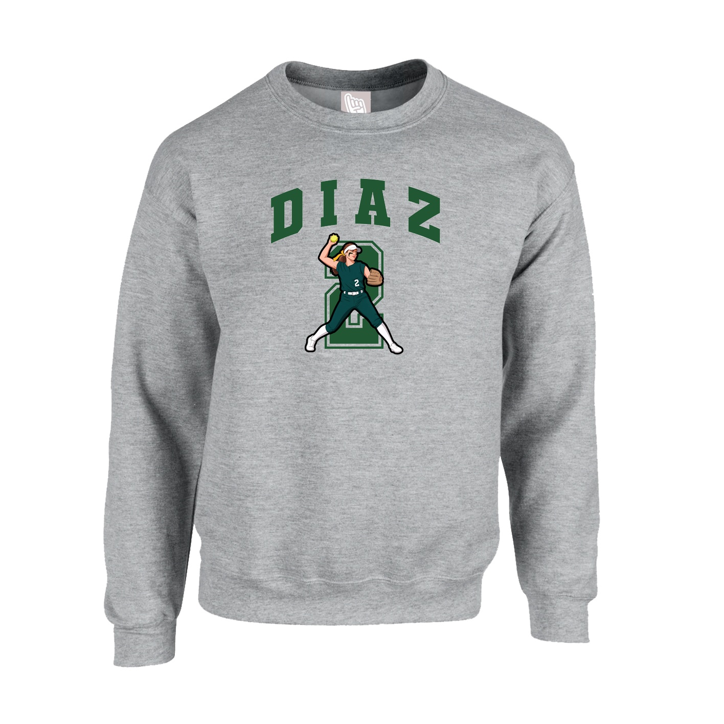 Fleece Crew — Number in Grey