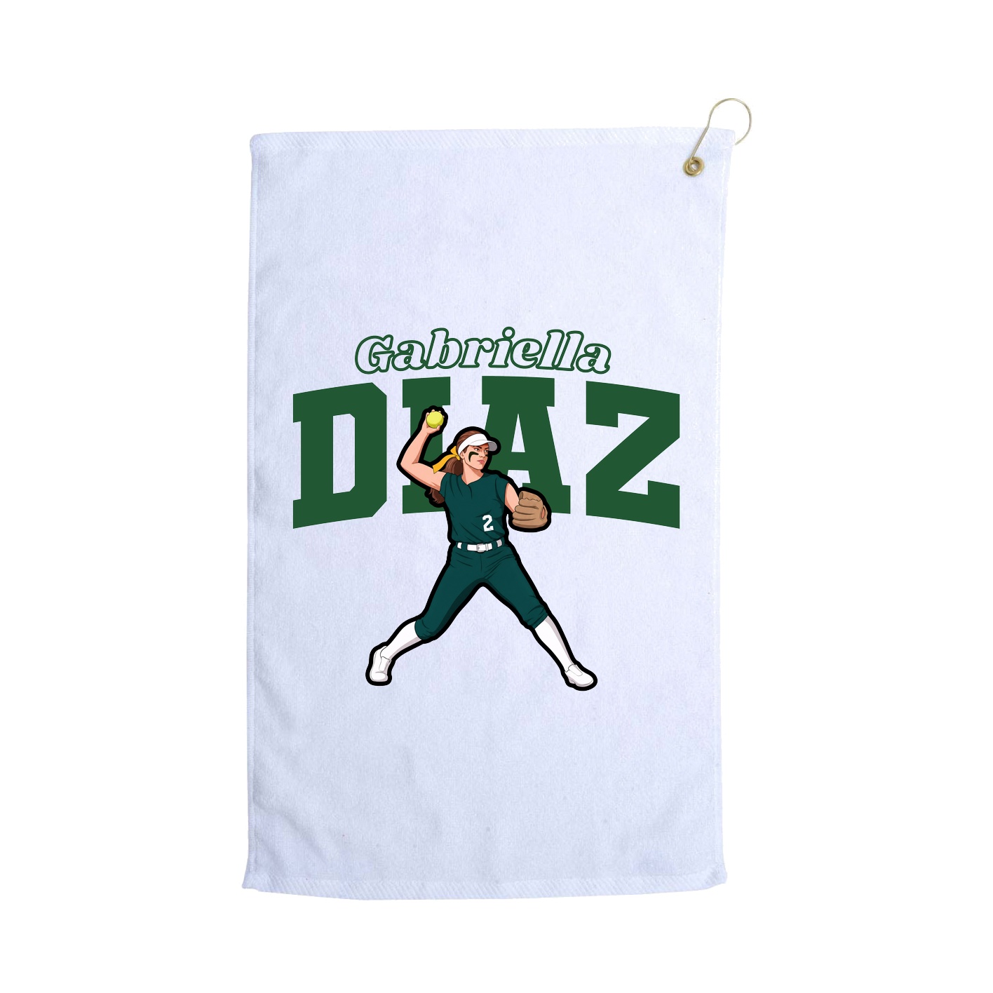 Golf Towel — Name Arch in White