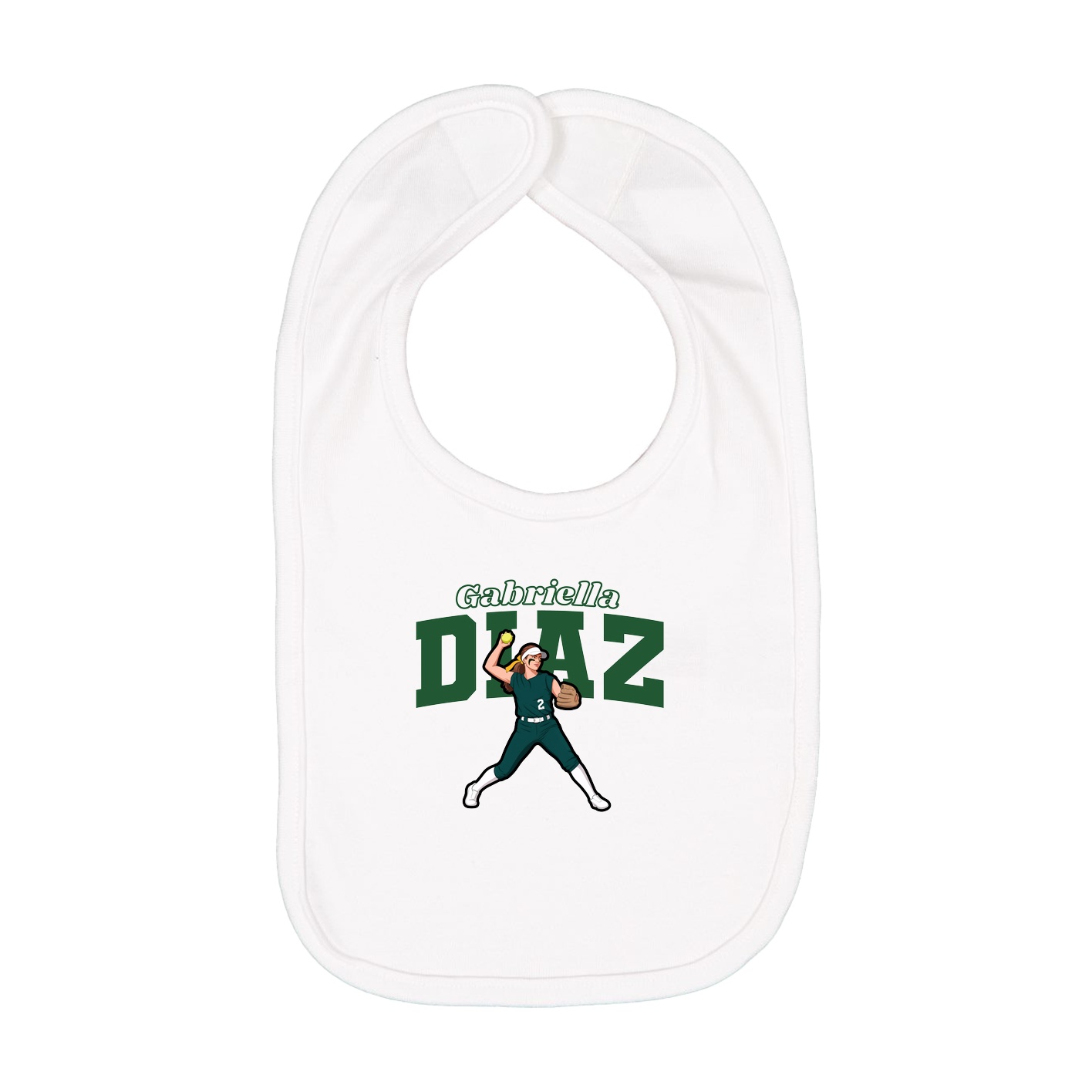 Infant Bib — Name Arch in White