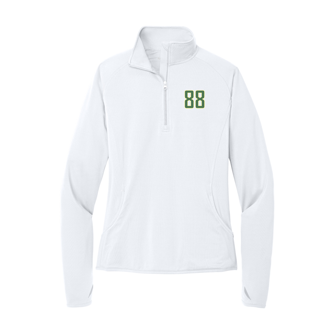 Women's Q-Zip Pullover — Front Shirsy in White