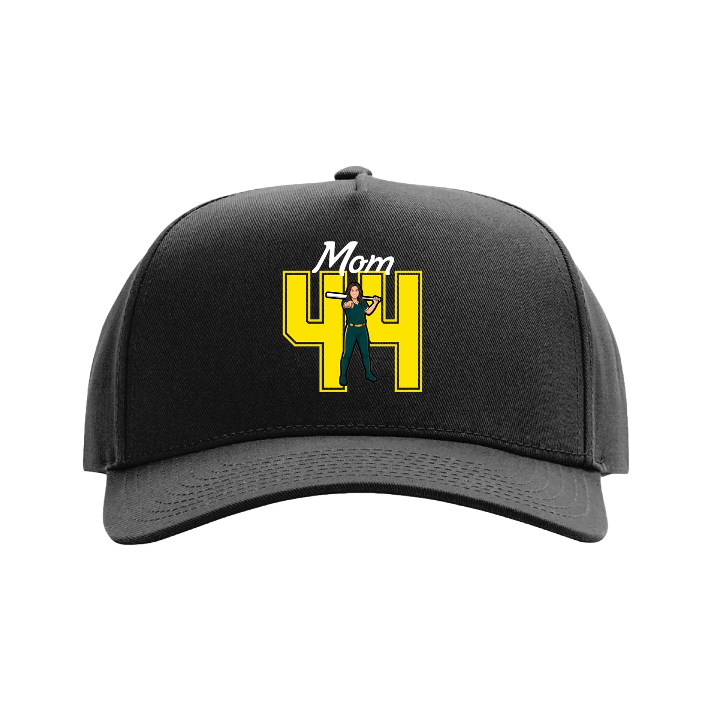 Full Fabric Five-Panel Champ Cap — Mothers Day Shirsey in Black
