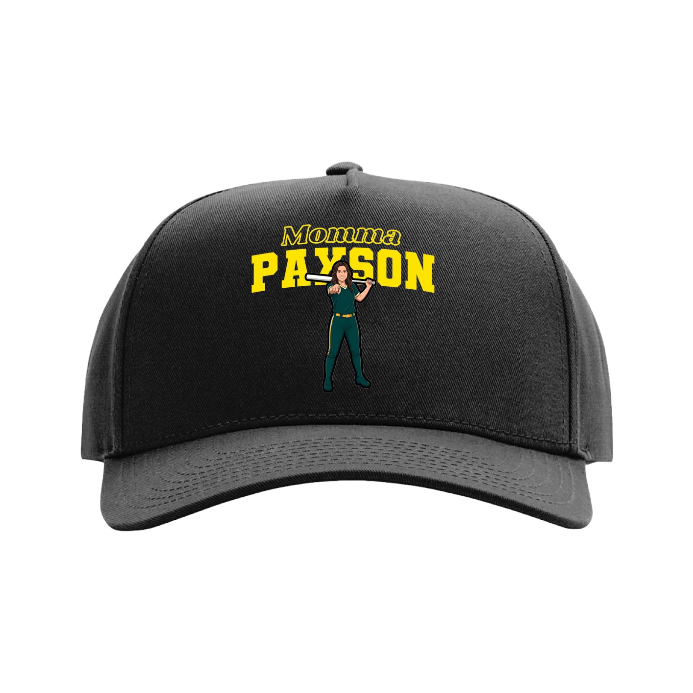 Full Fabric Five-Panel Champ Cap — Mothers Day Block in Black