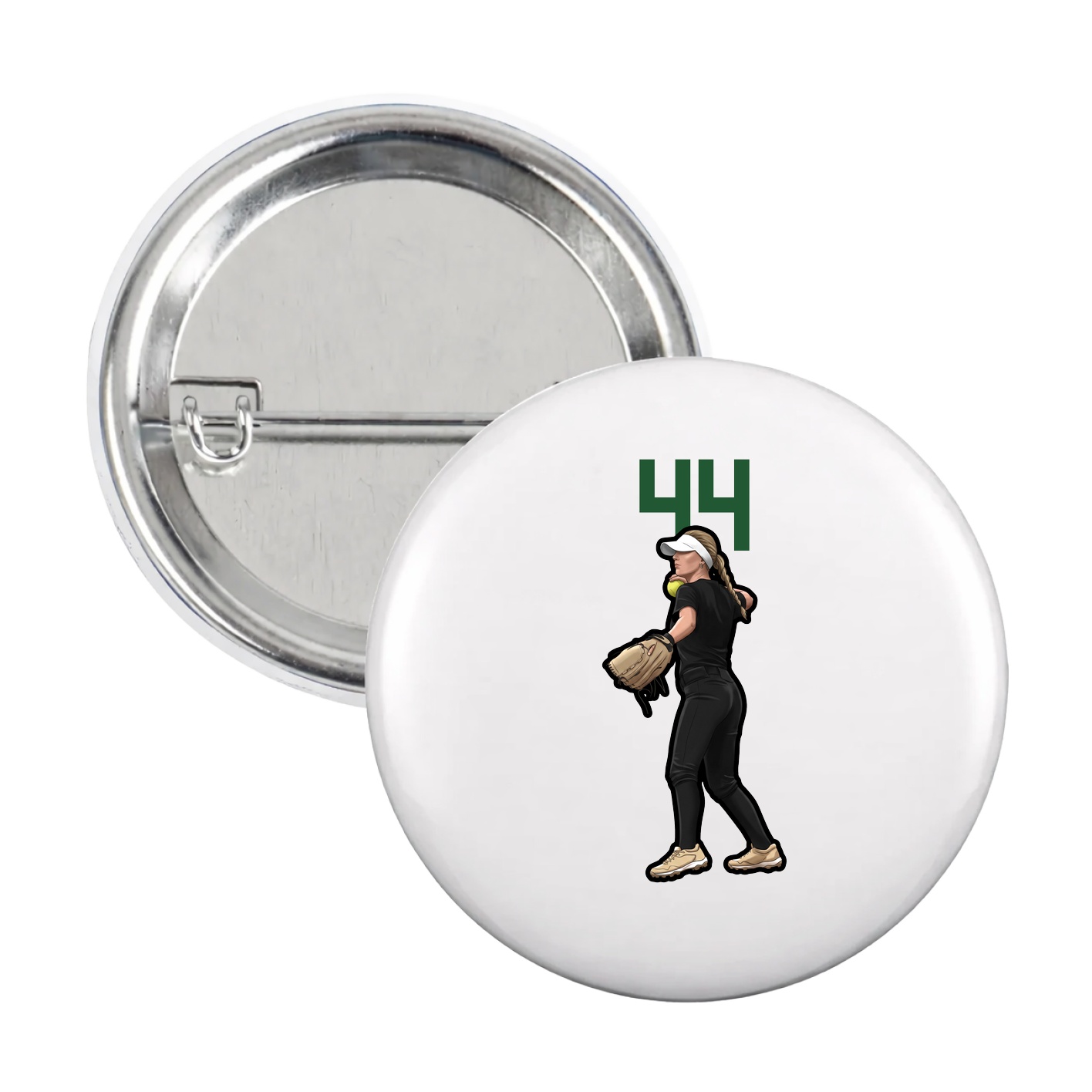 Game Day Button — Number Top in White