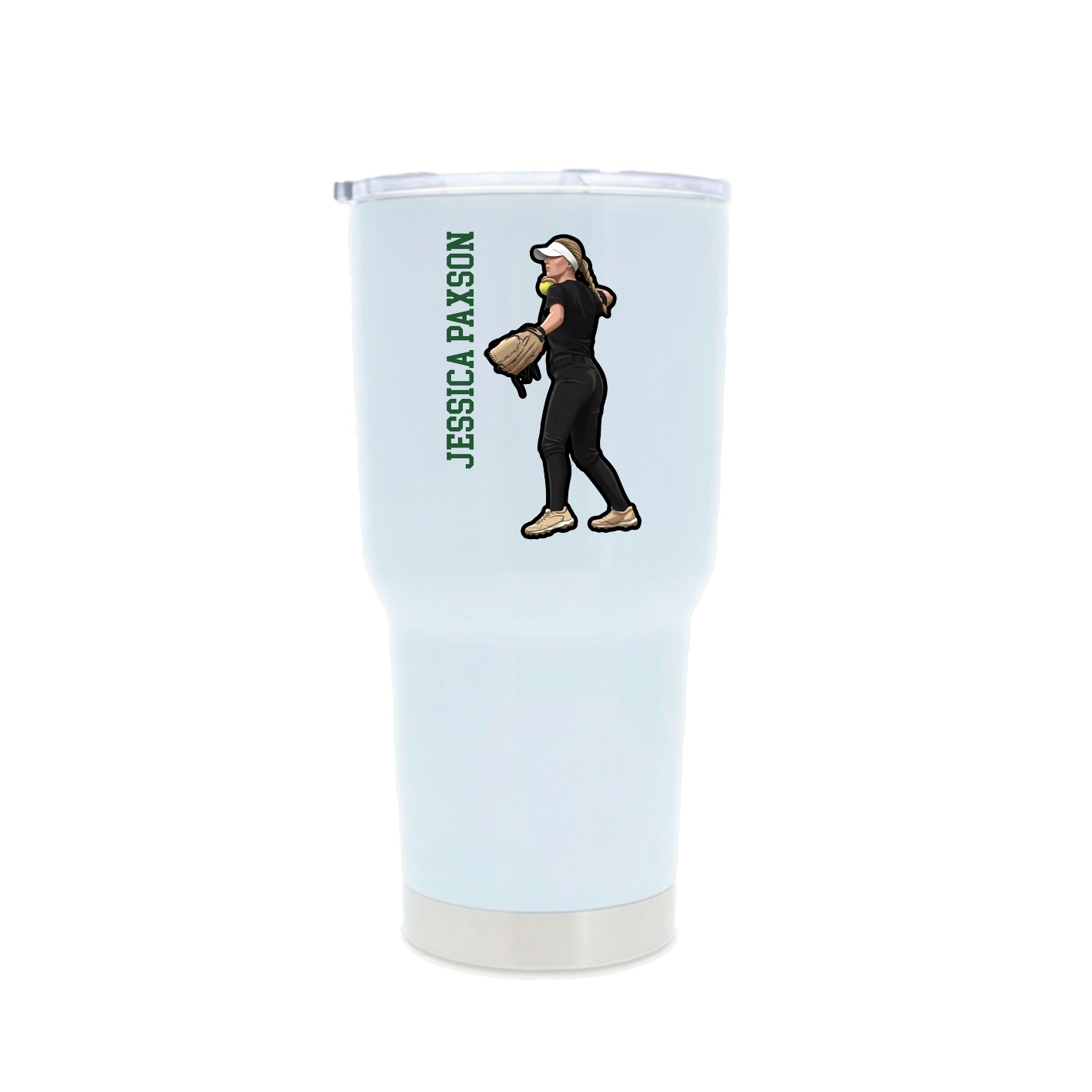 30oz Stainless Steel Tumbler — Name Vertical in White