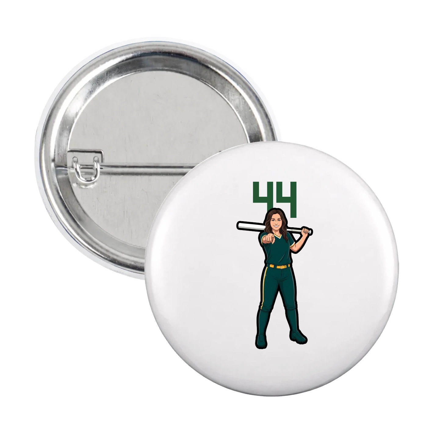 Game Day Button — Number Top in White
