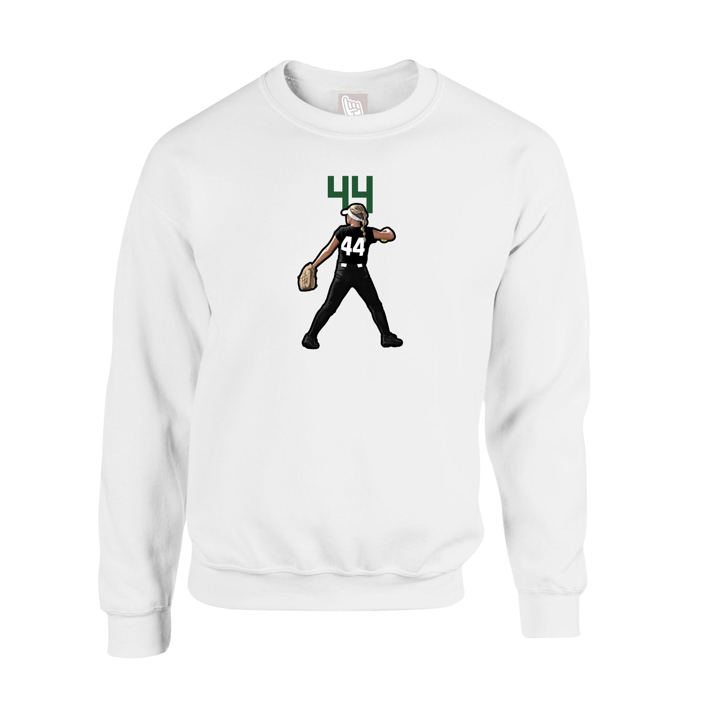 Fleece Crew — Number Top in White