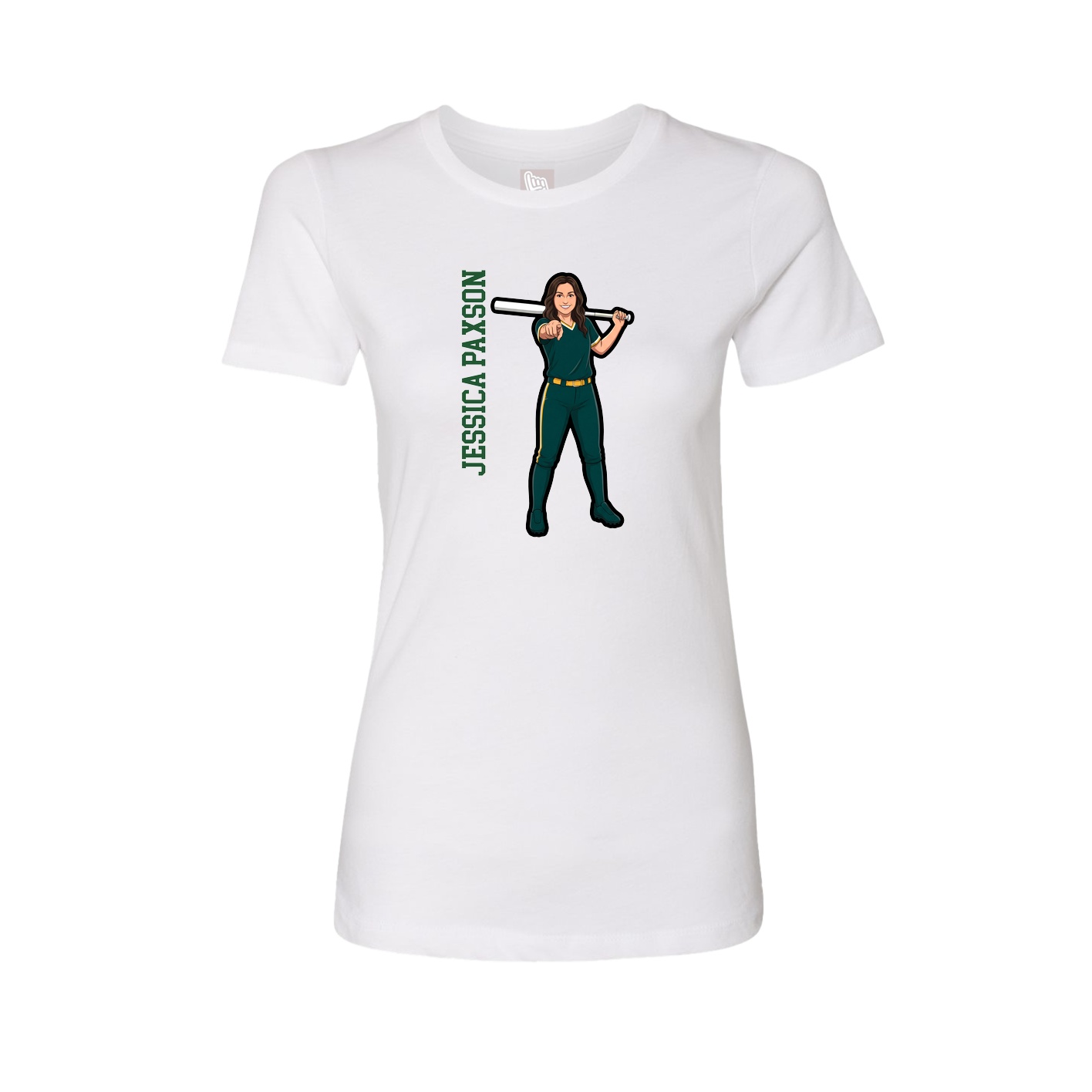 Fitted Women's Tee — Name Vertical in White