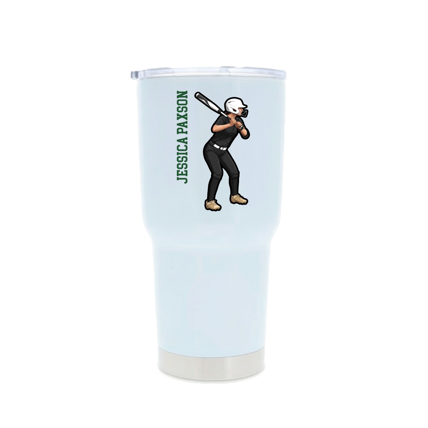 30oz Stainless Steel Tumbler — Name Vertical in White