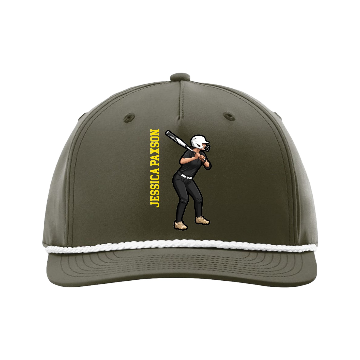 Five-Panel Classic Rope Cap — Name Vertical in Green