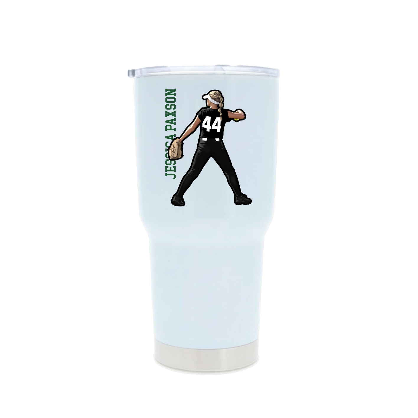 30oz Stainless Steel Tumbler — Name Vertical in White