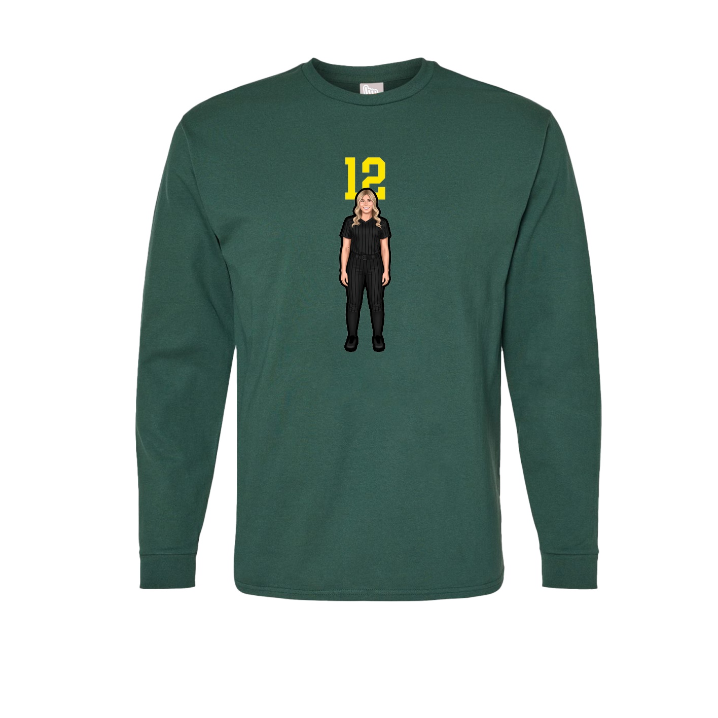 Long Sleeve Tee — Number Top in Green