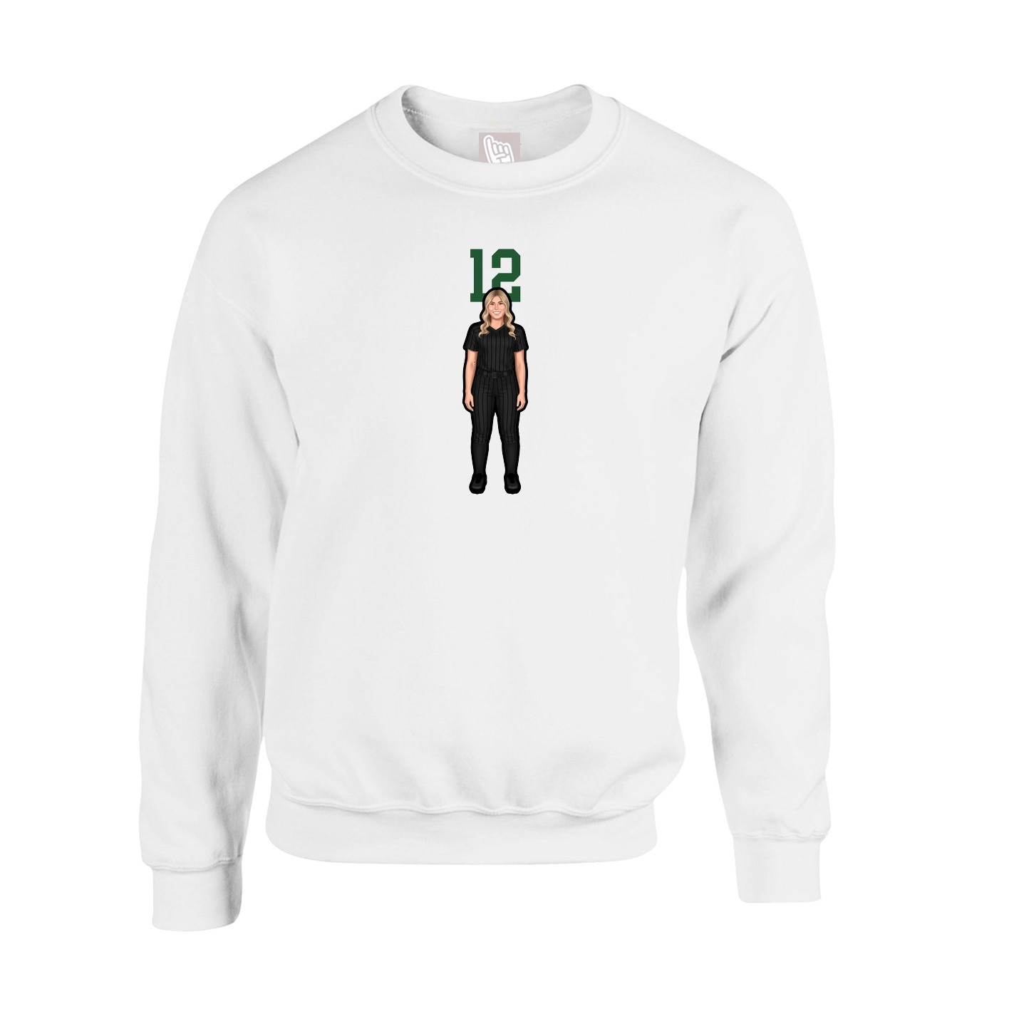 Fleece Crew — Number Top in White