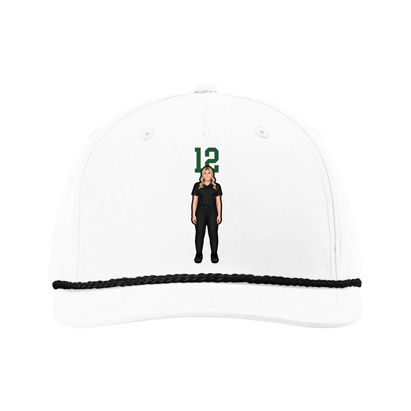 Five-Panel Classic Rope Cap — Number Top in White