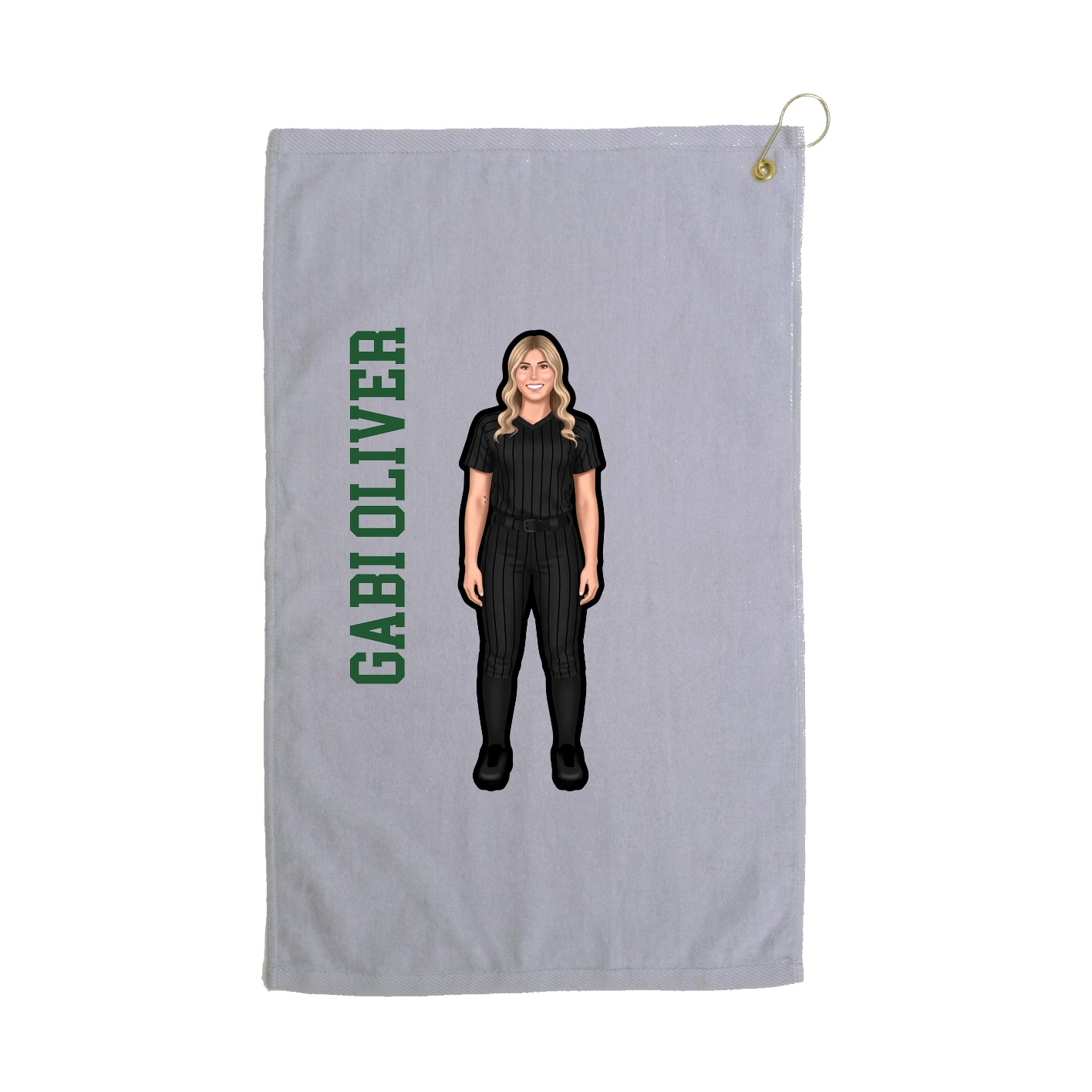 Golf Towel — Name Vertical in Grey