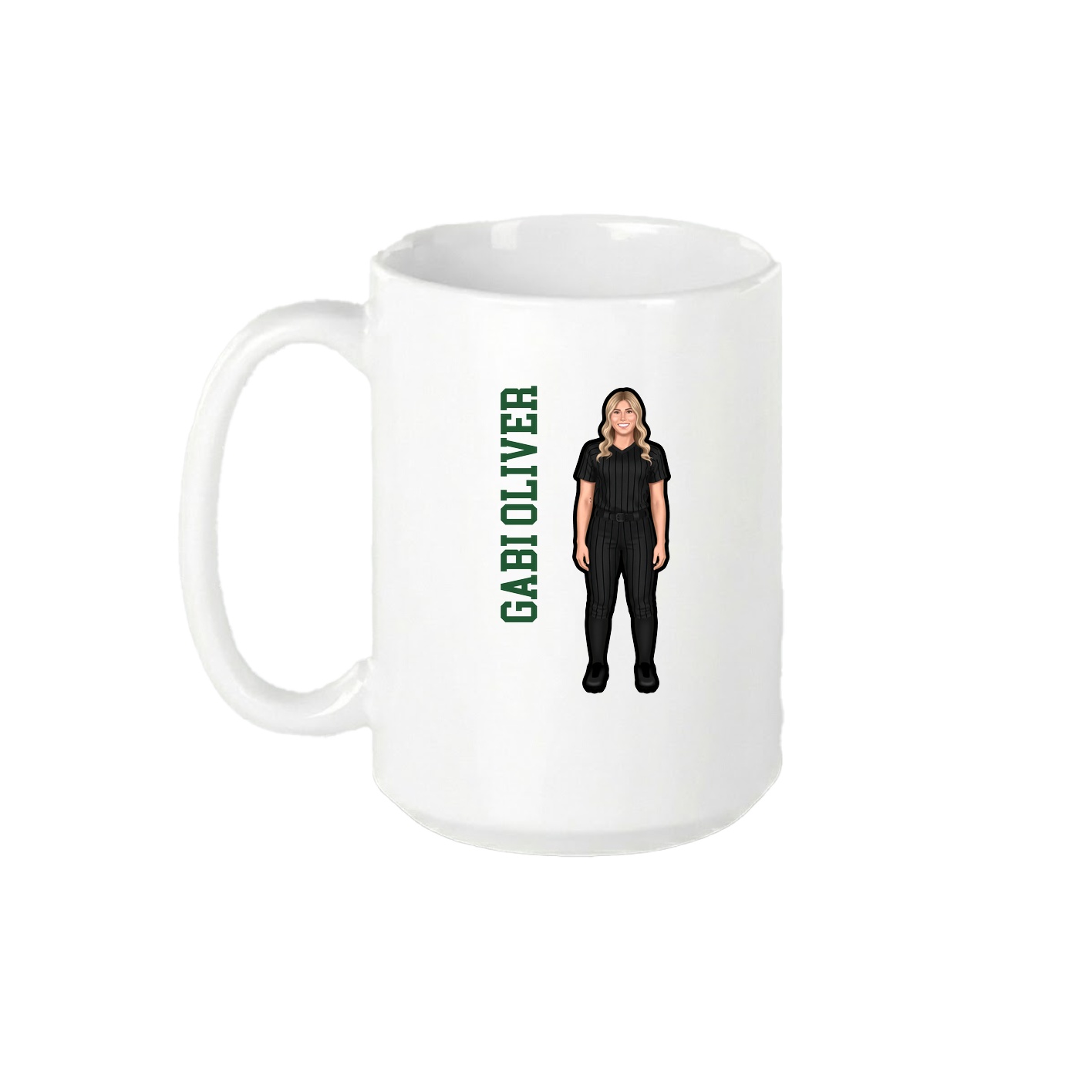 15oz Coffee Mug — Name Vertical in White