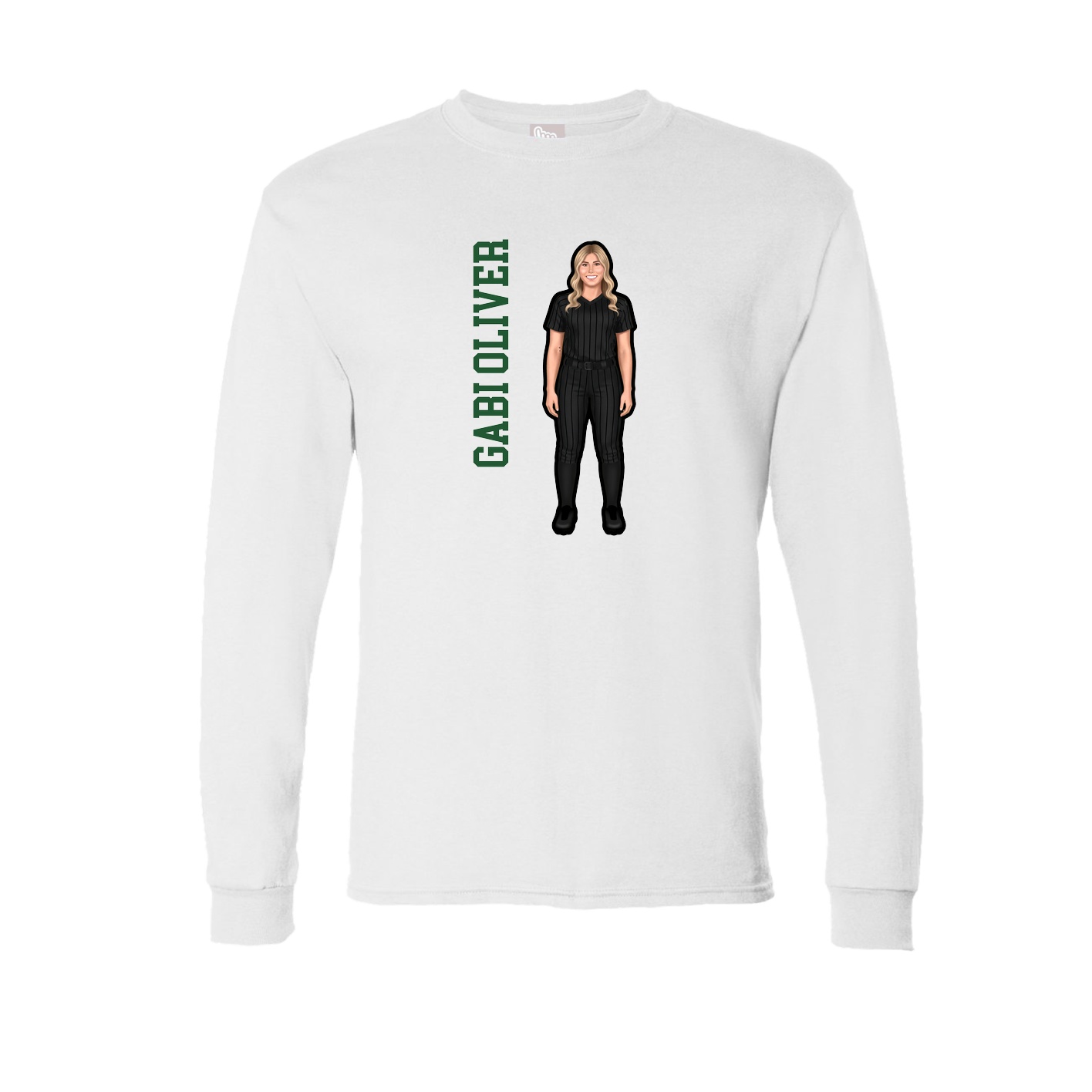 Long Sleeve Tee — Name Vertical in White