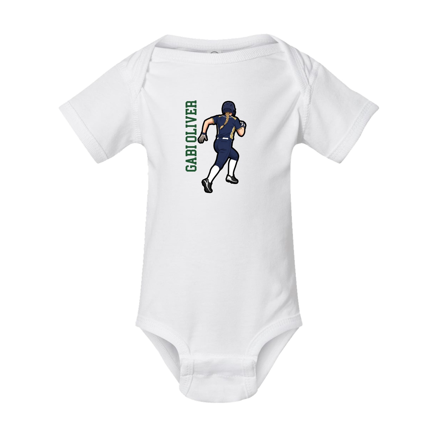 Baby Onesie — Name Vertical in White