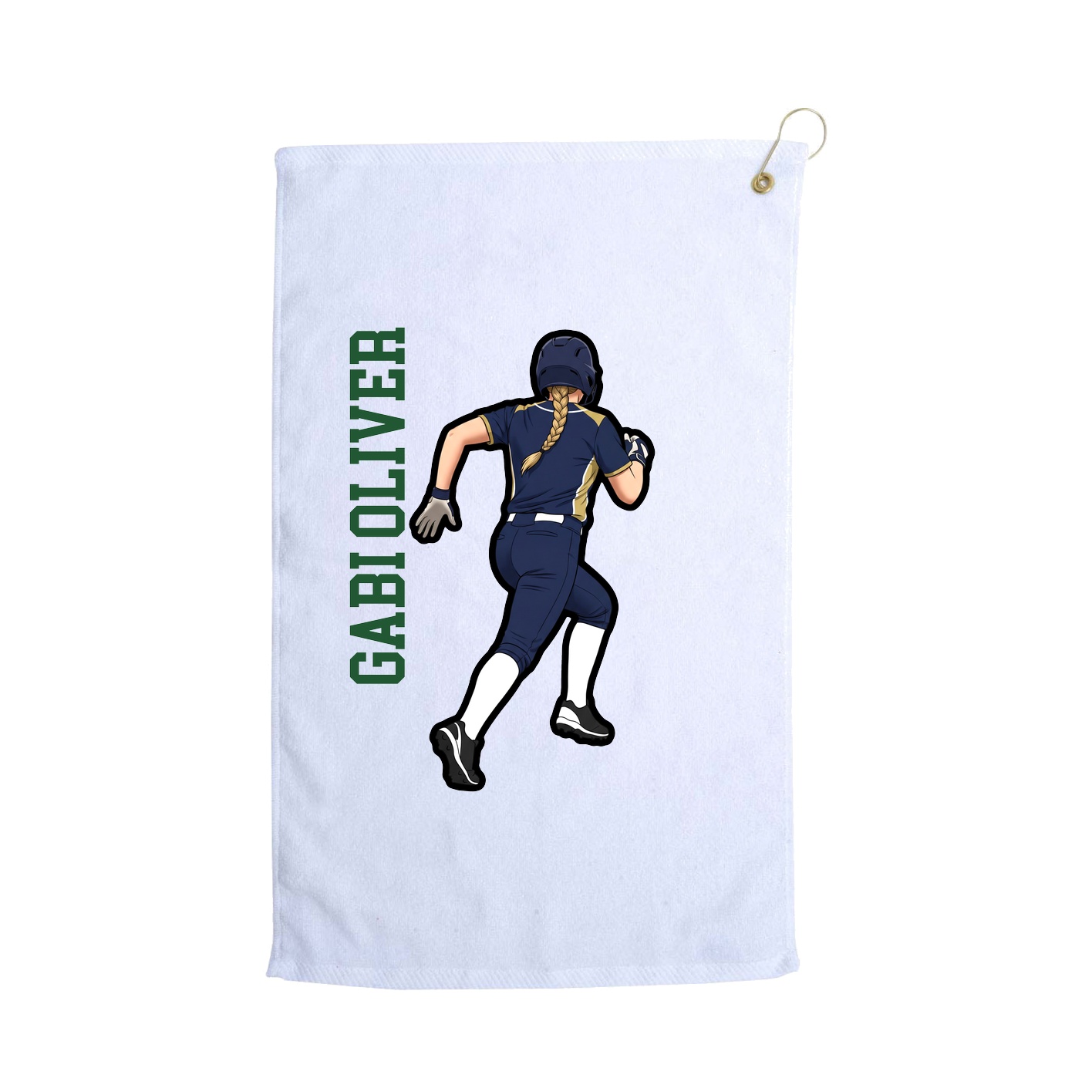 Golf Towel — Name Vertical in White