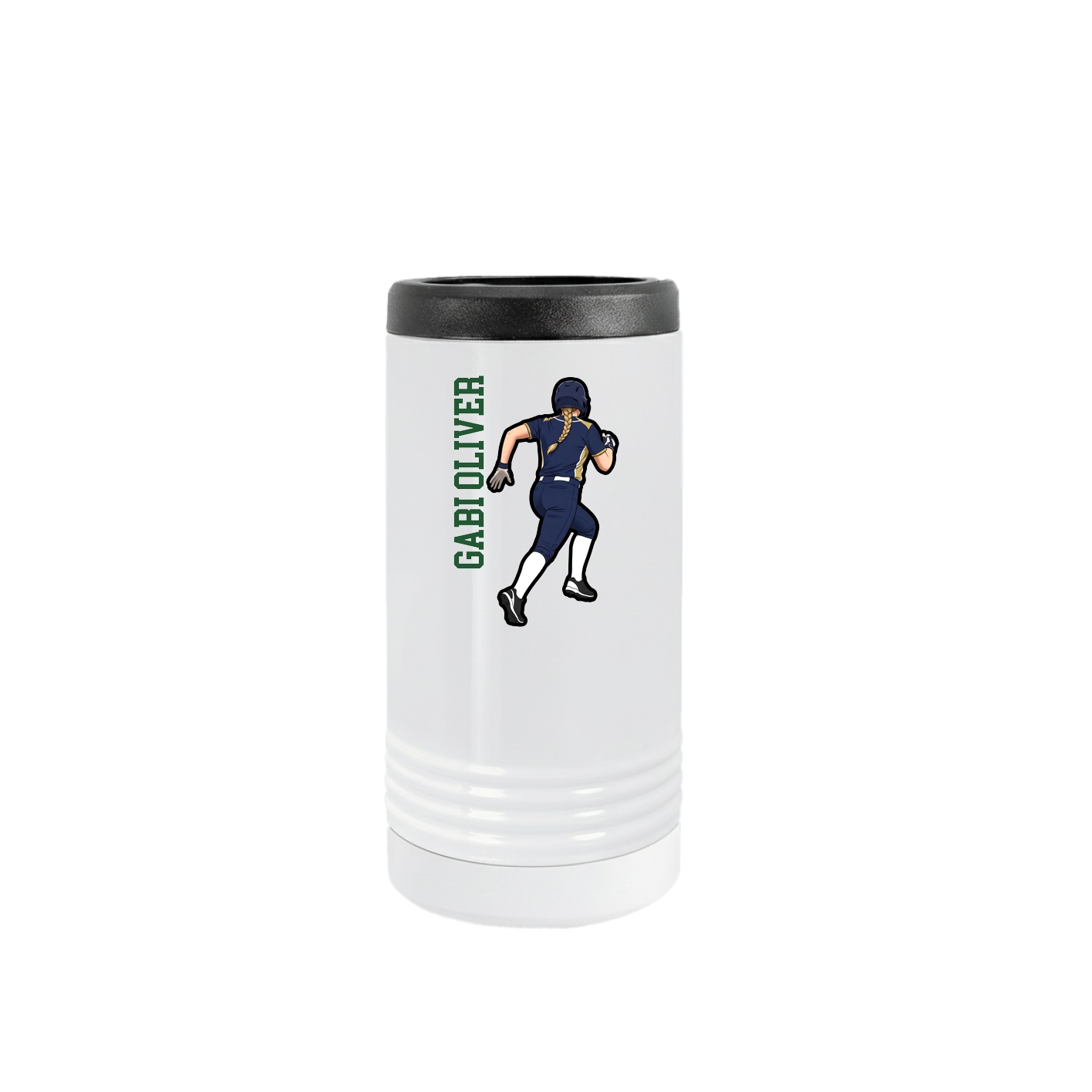 Slim Beverage Holder — Name Vertical in White