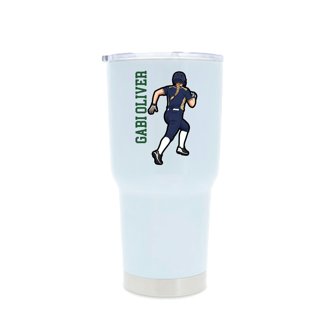 30oz Stainless Steel Tumbler — Name Vertical in White