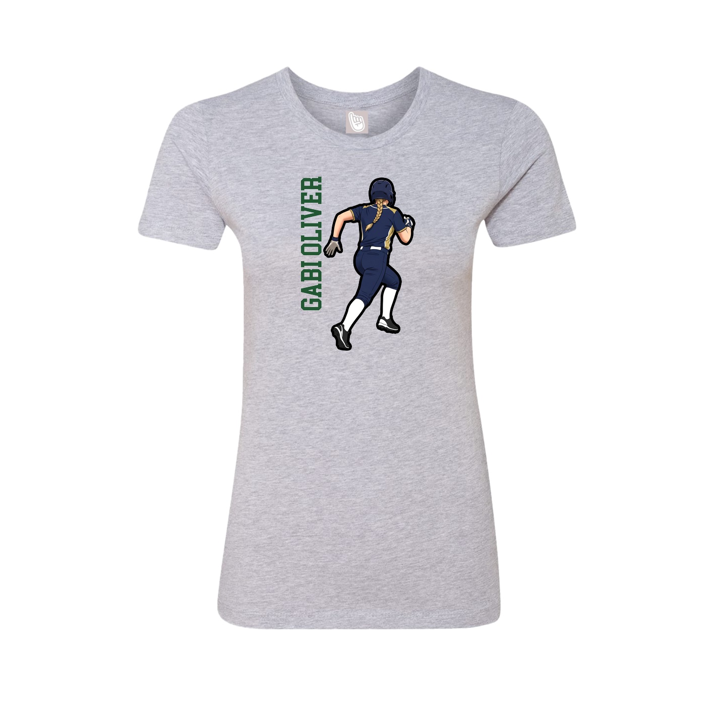 Fitted Women's Tee — Name Vertical in Grey