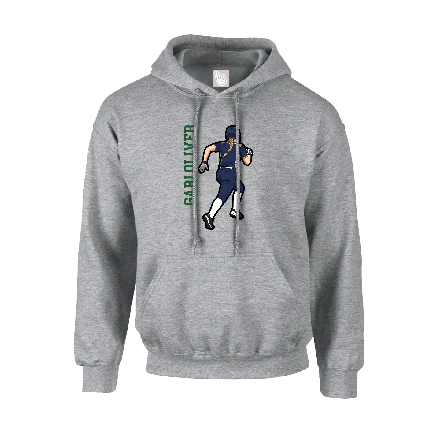 Hoodie — Name Vertical in Grey