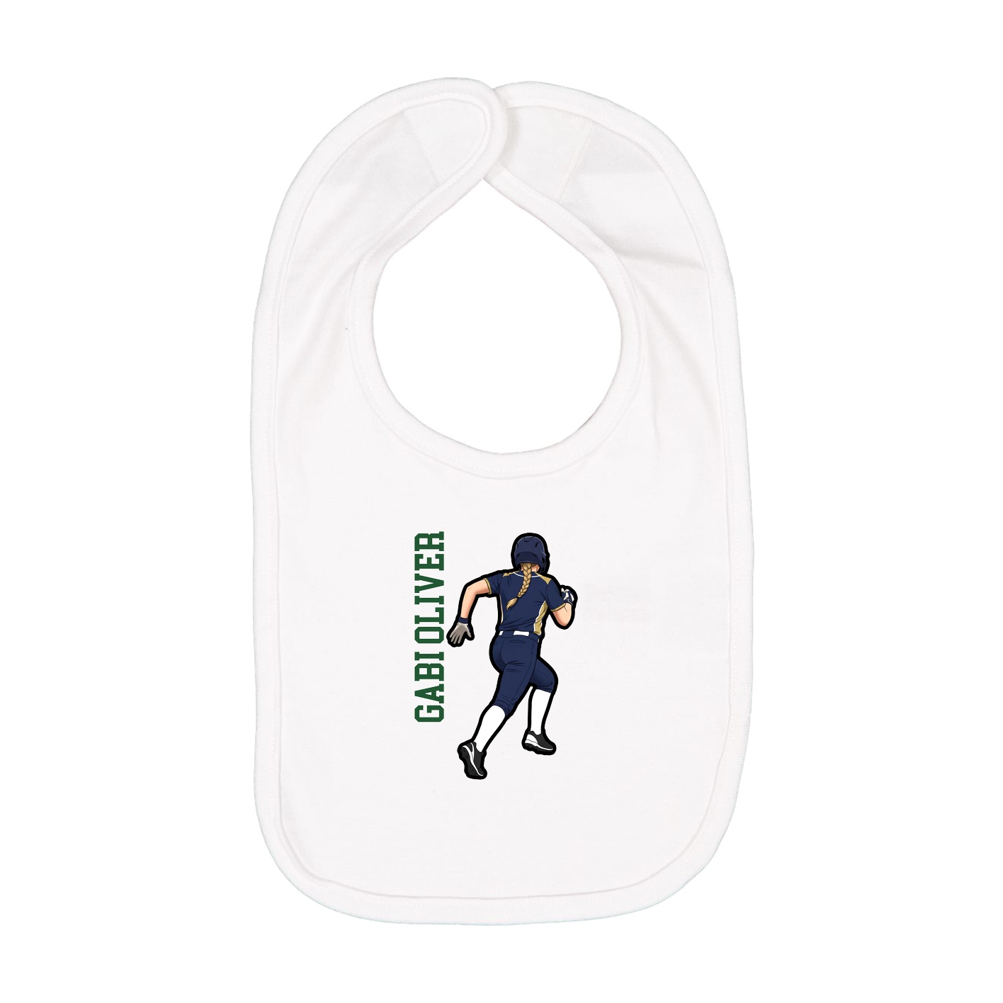 Infant Bib — Name Vertical in White