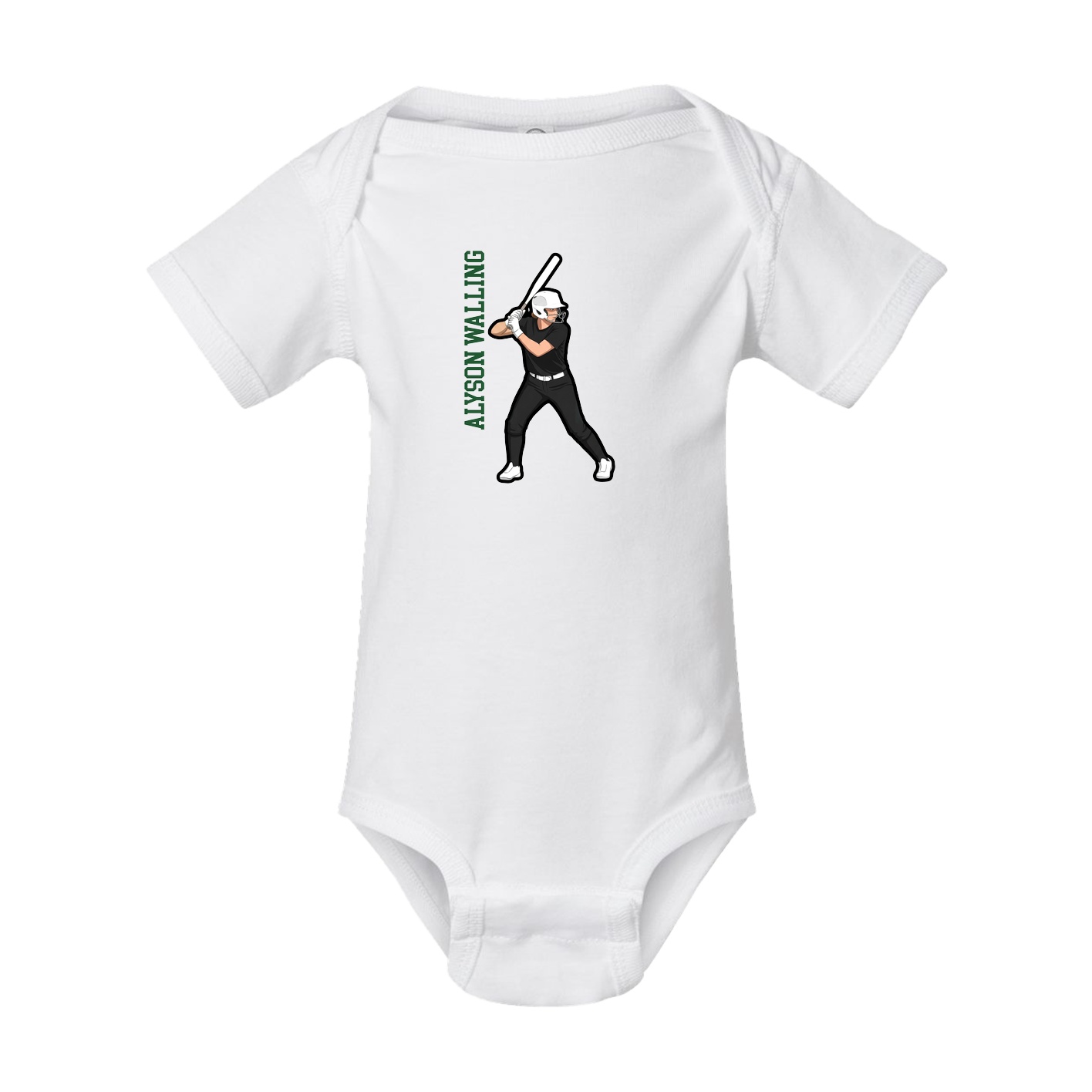 Baby Onesie — Name Vertical in White