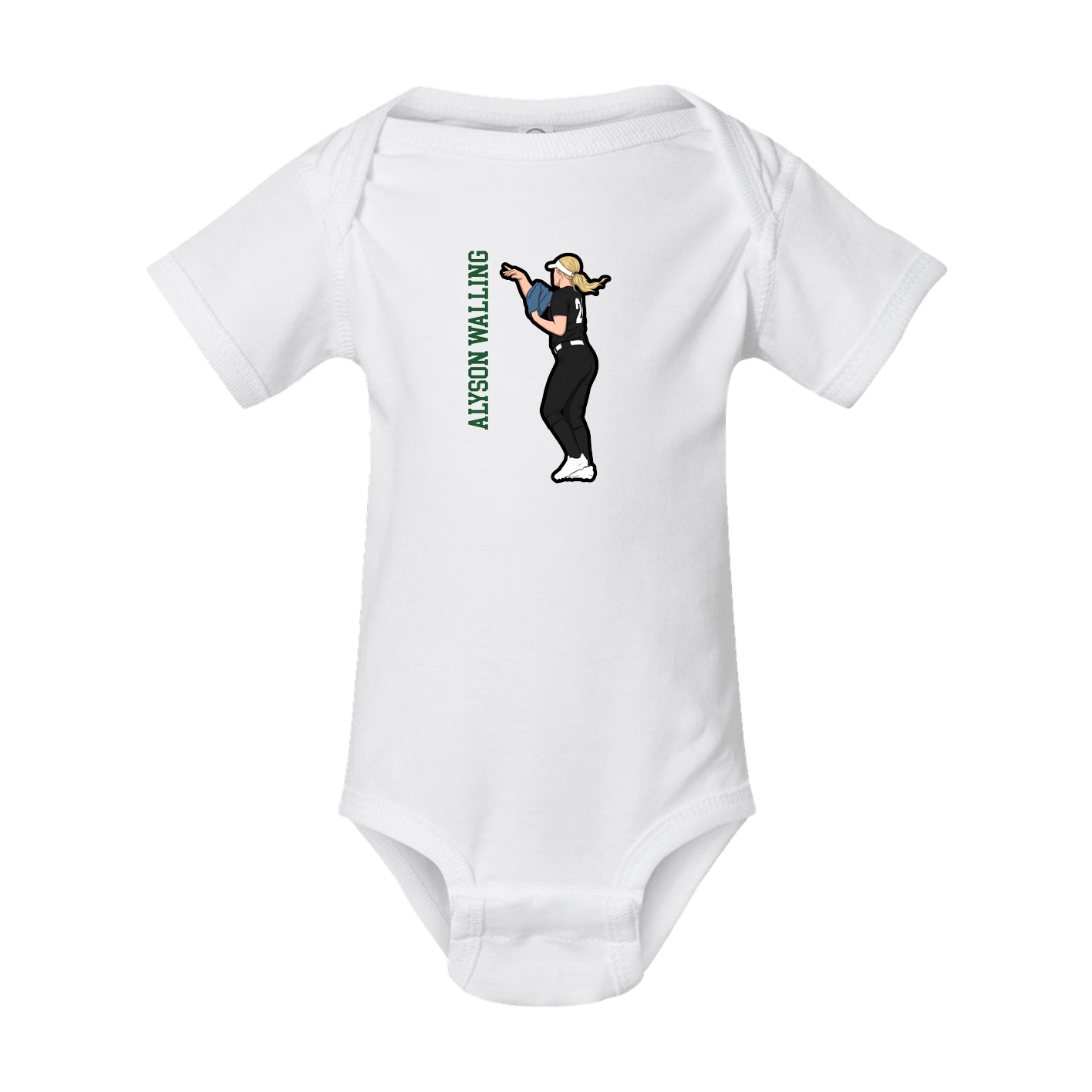 Baby Onesie — Name Vertical in White
