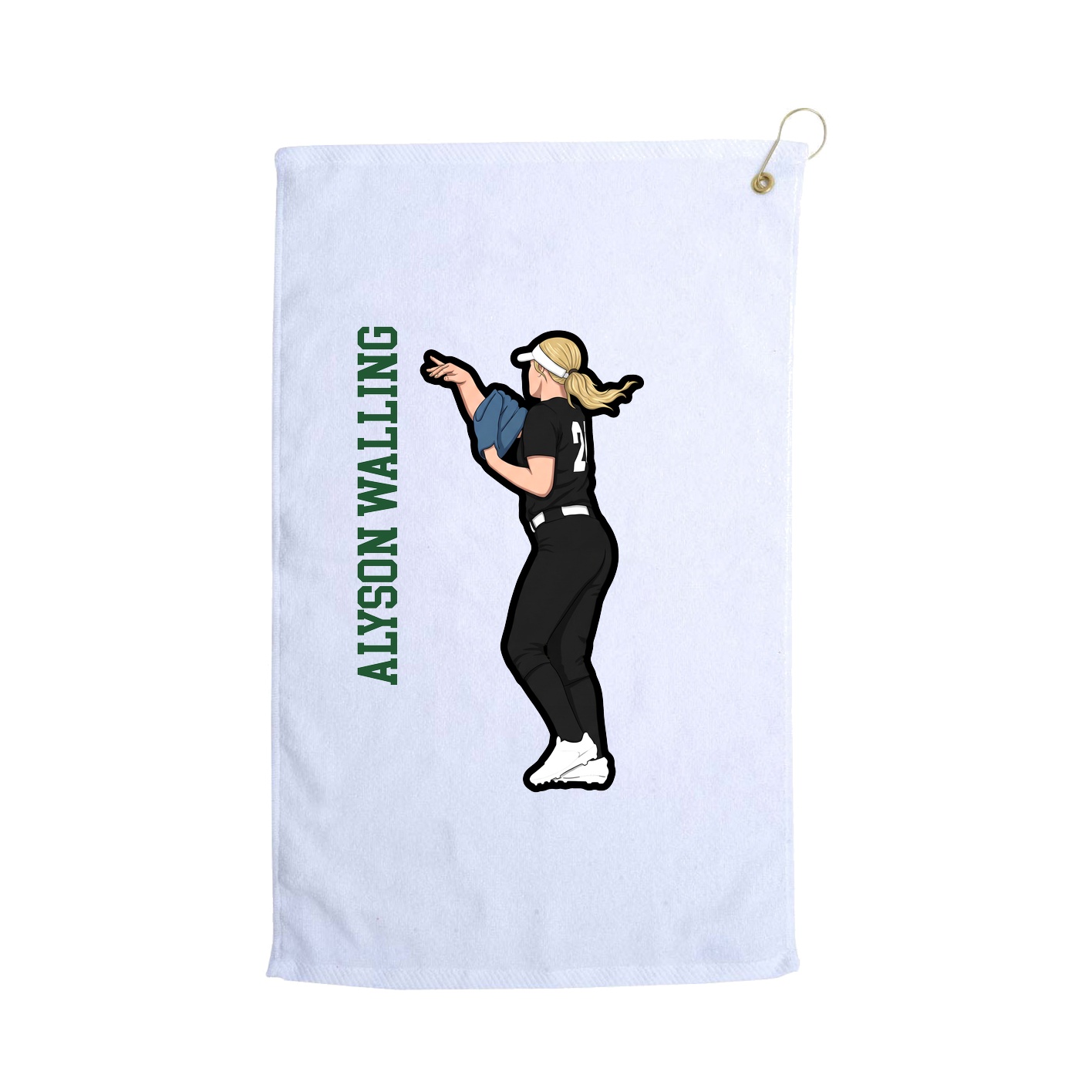 Golf Towel — Name Vertical in White