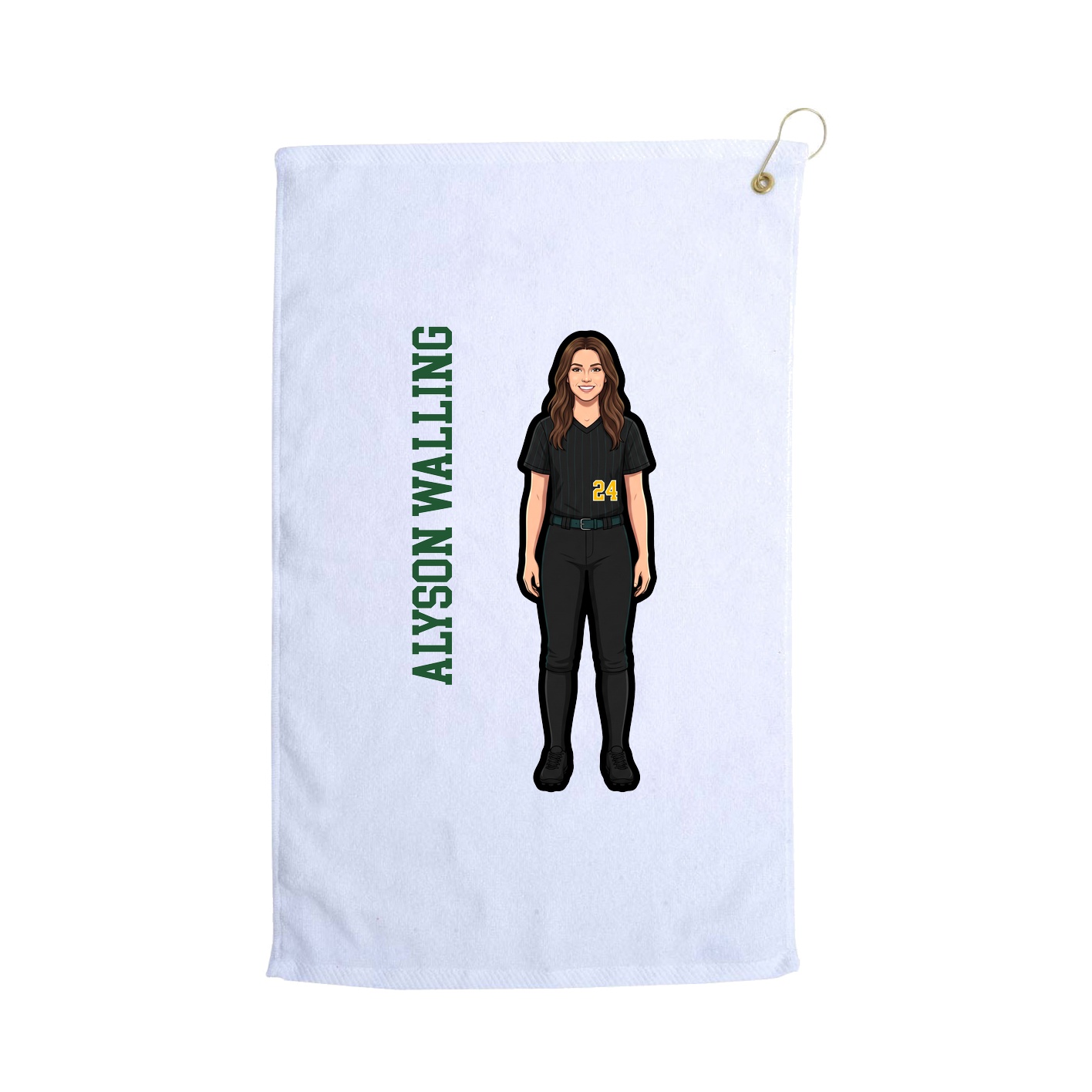 Golf Towel — Name Vertical in White