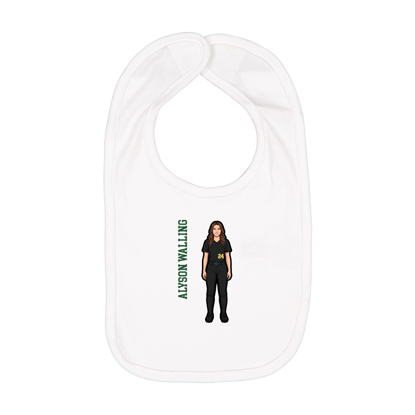 Infant Bib — Name Vertical in White