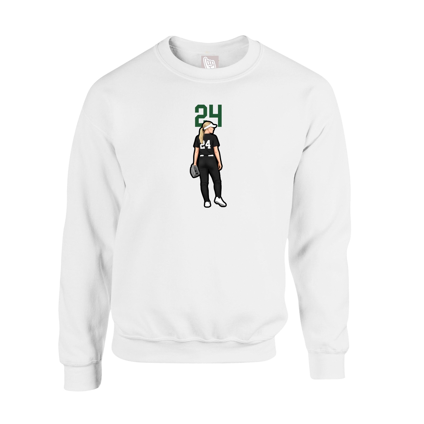 Fleece Crew — Number Top in White